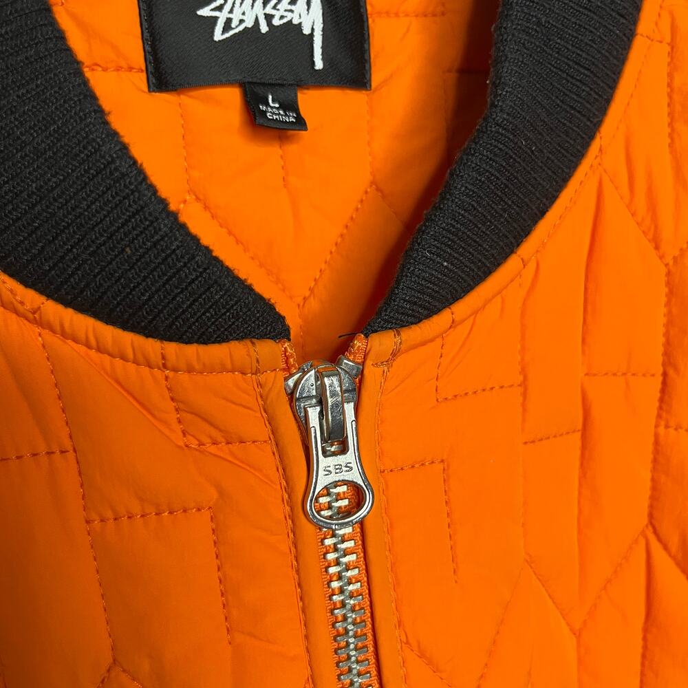 Stussy S Quilted Liner Nylon Bomber Jacket in Orange L - Picture 3 of 6